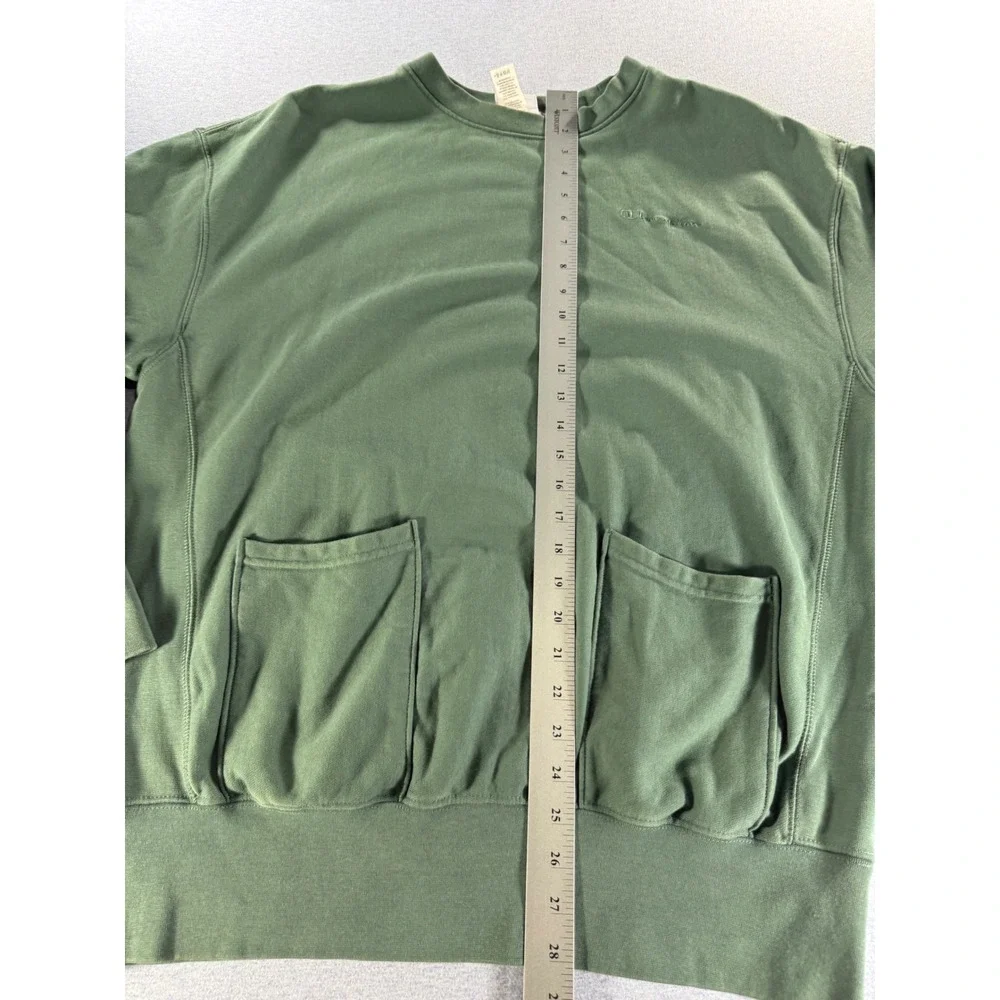 Champion Reverse Weave Sweatshirt Mens Medium Green Double Pocket Pullover